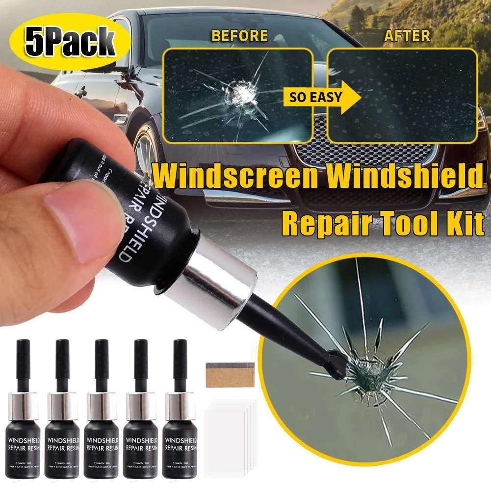 5Pack Automotive Glass Nano Repair Fluid Car Window Glass Crack Chip Repair Resin Tool Kit