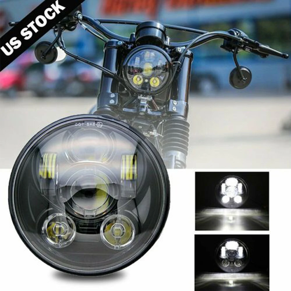 

5.75" Motorcycle LED Headlight Black For Harley Sportster 1200 XL1200L Custom XL1200C 883 XL883 883L XL883R 48