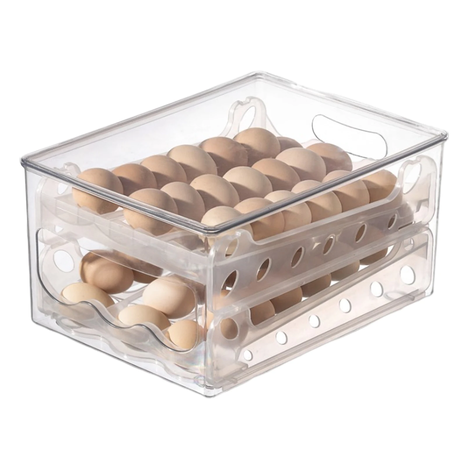 

36 Grids Egg Holder Fridge Storage Containers Pantry Organizers Egg Container Clear Auto Scrolling Egg Storage Container