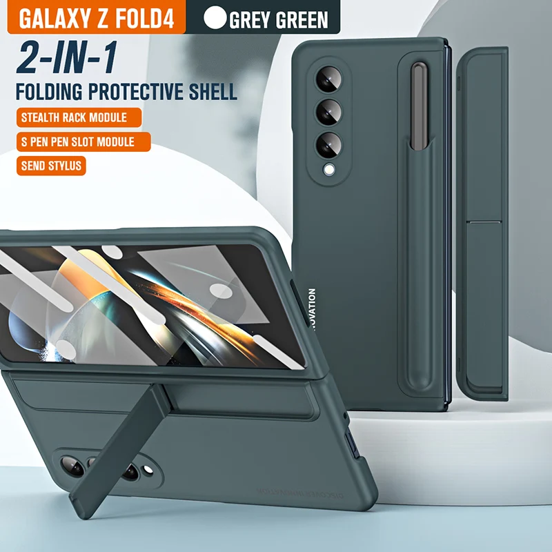 

Противоударный защитный чехол для Samsung Galaxy Z Fold 4 телефон со стилусом Fold4 чехол для телефона подвижная подставка для ручки 2 в 1 Fold4 Funda