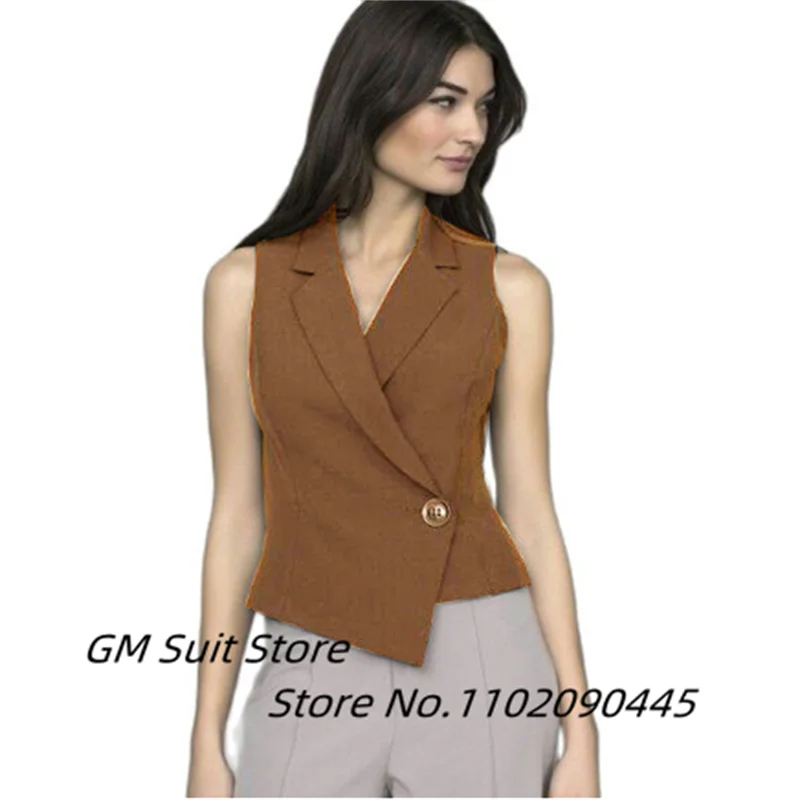 Women's Suit's 2022 Elegant V-Neck Vest Suit Sleeveless One Button Slim Fit Solid Color Casual Lapel Fashion Workplace Workwear images - 6