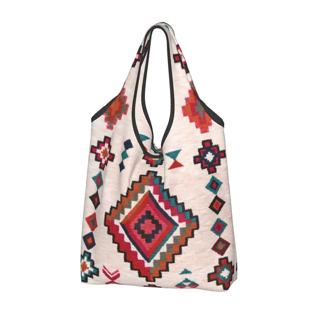 

Oriental Traditional Farmhouse Vintage Bohemian Style Grocery Shopping Bags Kawaii Shopper Tote Shoulder Bag Large Boho Handbag