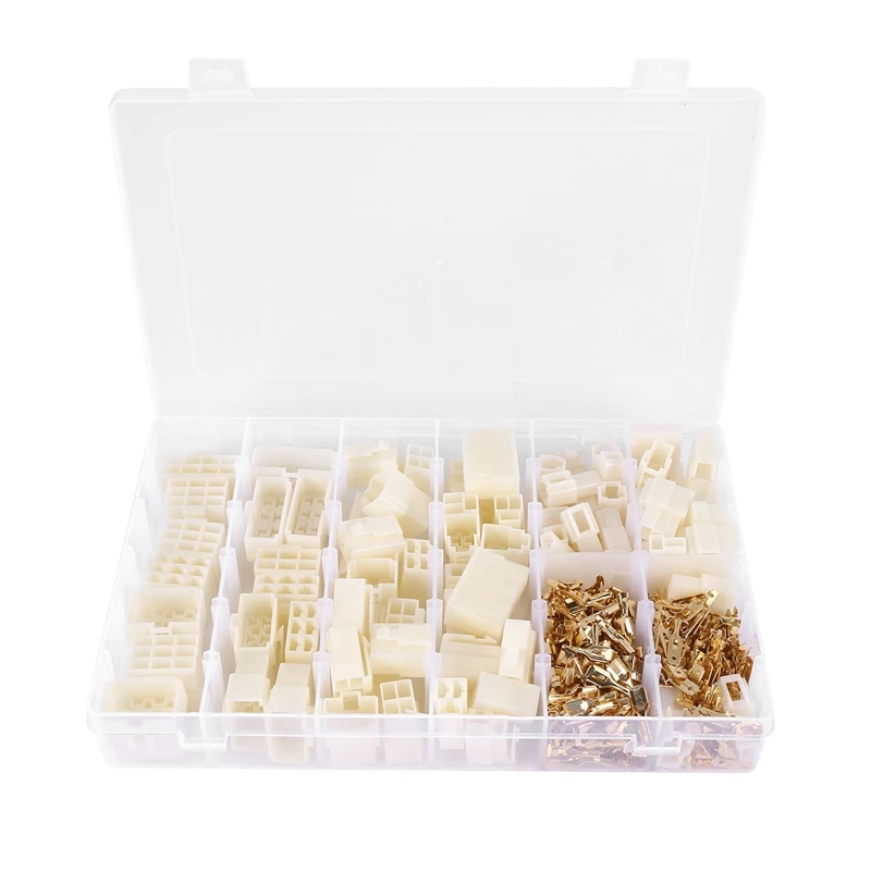 

400Pcs 6.3mm 1 2 3 4 6 8 9 Pin Electrical Automotive Wire Connector Male Female Socket Plug and Pin Header Crimp Wire Terminals