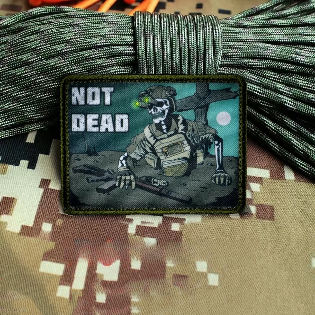 Тактическая нашивка НЕ ГЛАД с черепом смерти и значком мораля военная армейская
