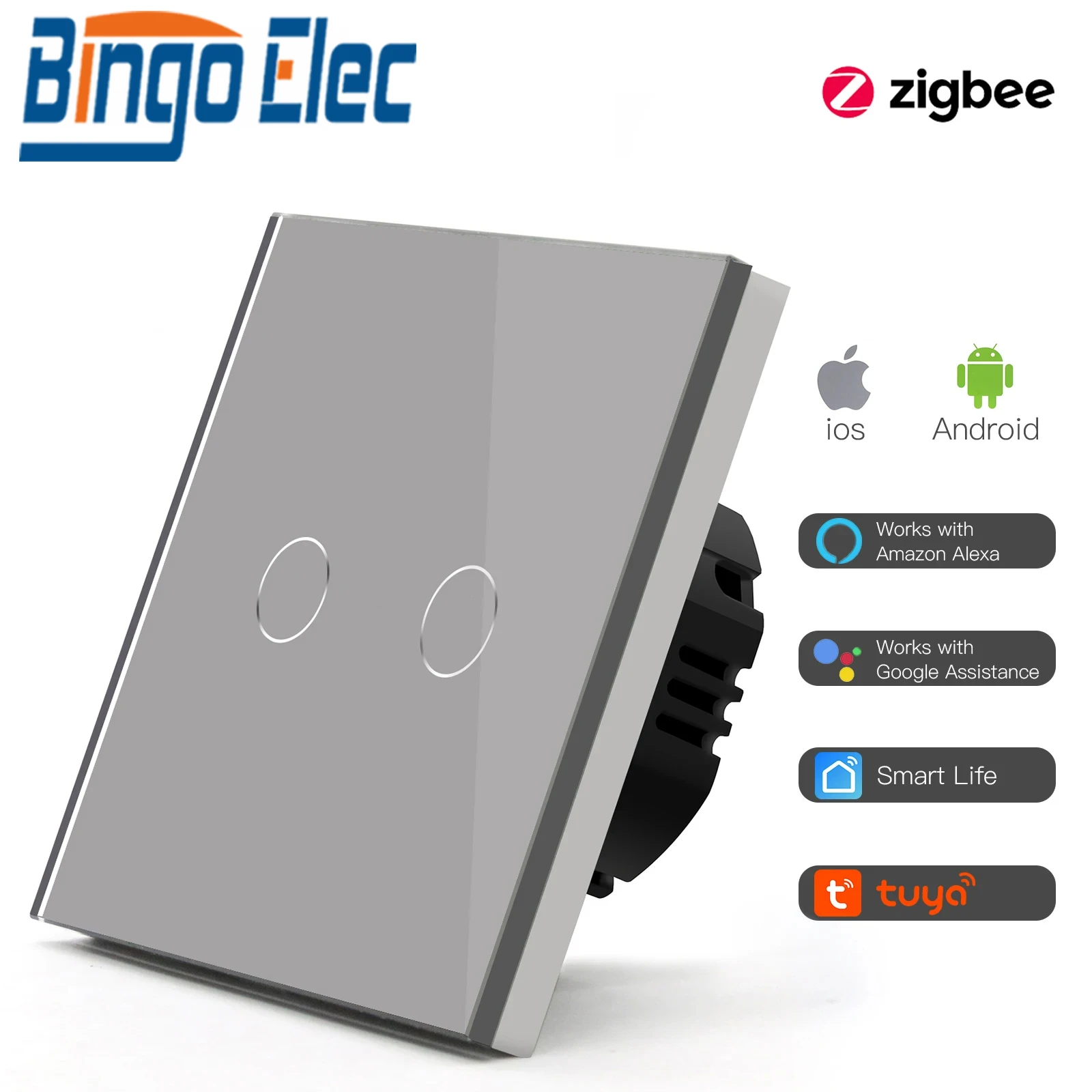 

Интеллектуальный сенсорный выключатель света Bingoelec 1/2/3 Gang