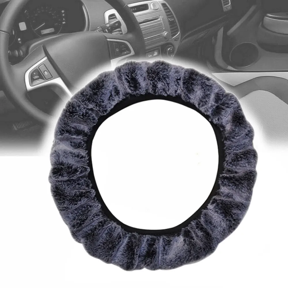 

1Pcs Super Soft Plush Car Steering Wheel Cover 38cm Warm Faux Fur Auto Handlebar on the Steering-Wheel Beautiful Universal
