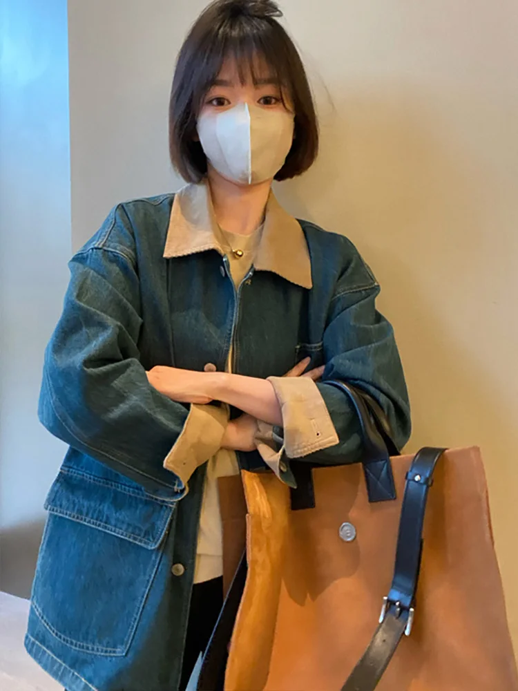 Куртка женская джинсовая в стиле ретро шикарный Повседневный Свободный Топ