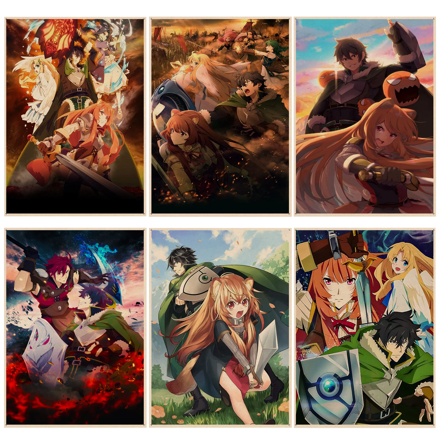 

Japanese Anime The Rising Of The Shield Hero Vintage Posters Retro Kraft Paper Sticker Room Bar Cafe Vintage Decorative Painting