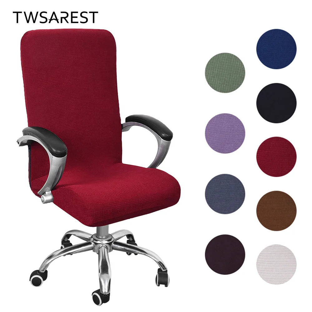 

S/M/L Office Computer Chair Cover Solid Color Elastic Chair Slipcovers Waterproof Machine Washable Universal Seat Case
