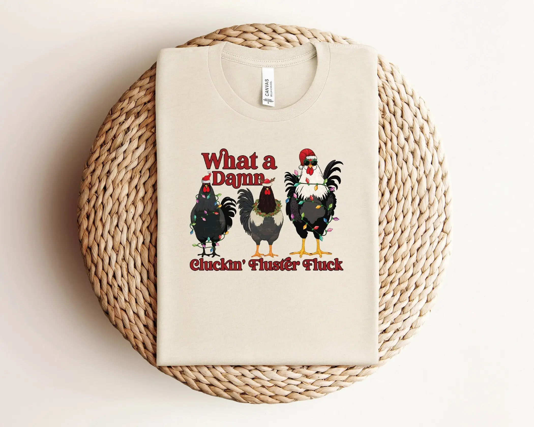 What A Damn Cluckin Флостер Флюк Рождественская футболка Курица Забавные фермерские