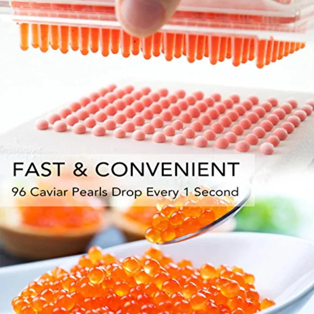 

96 holes Caviar Builder with Tube Kitchen Caviar Maker Spoon Fish Roe Molecular Cuisine Professional Fish Roes Generation Supply