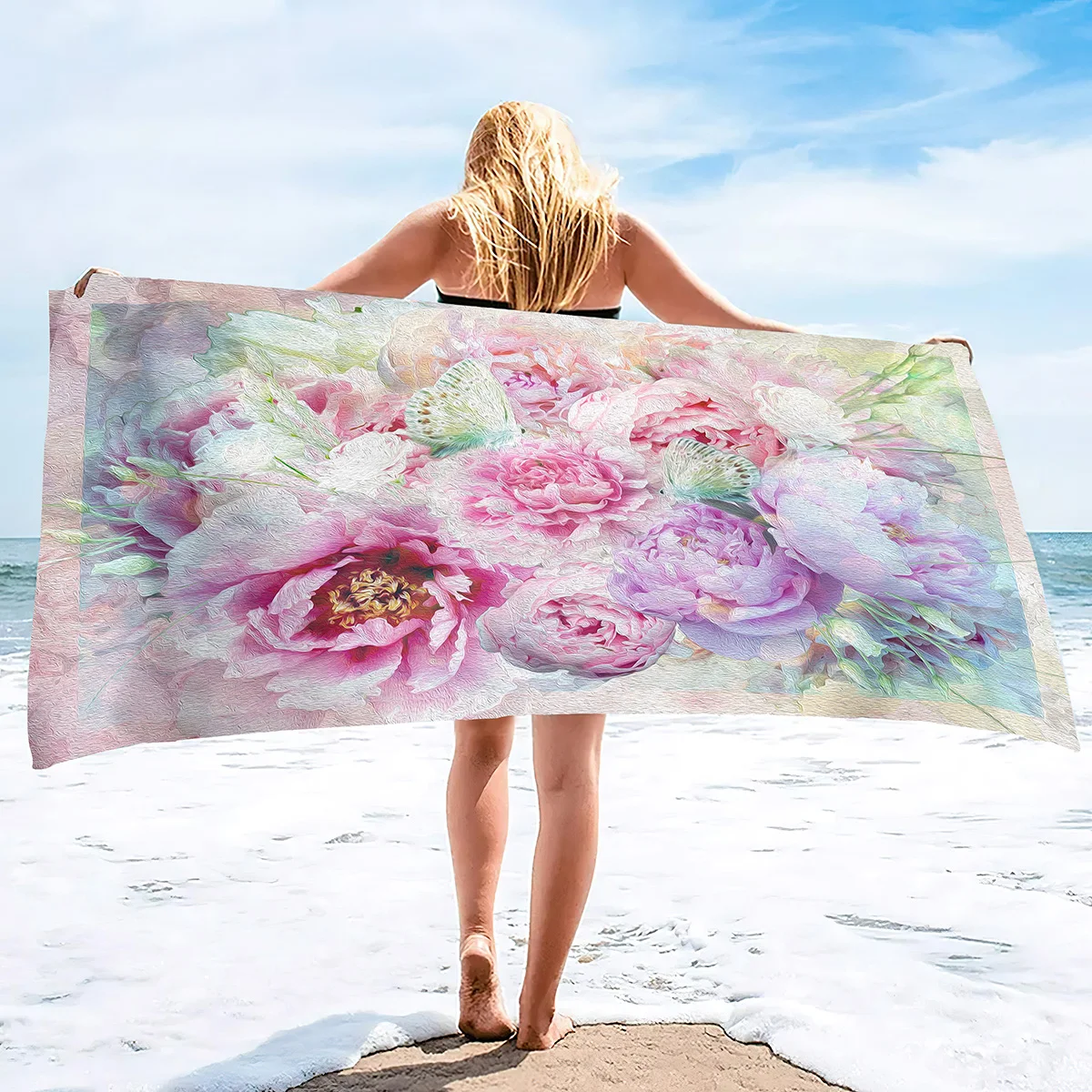 Blanket,sandproof Quick-dry Swimming Floral Flowers Bath Pool Towel For Travel Camping Yoga