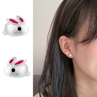 korean version of pink cute bunny earrings fashion small fresh animal earrings summer popular models