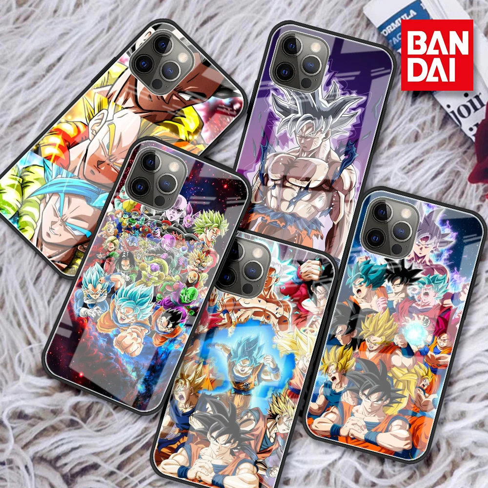 

Glass Case For Apple iPhone 13 11 Pro Max 12 Mini XS SE 2020 XR 7 8 Plus X 6 6S Tempered Back Phone Cover Cartoon Dragon Ball