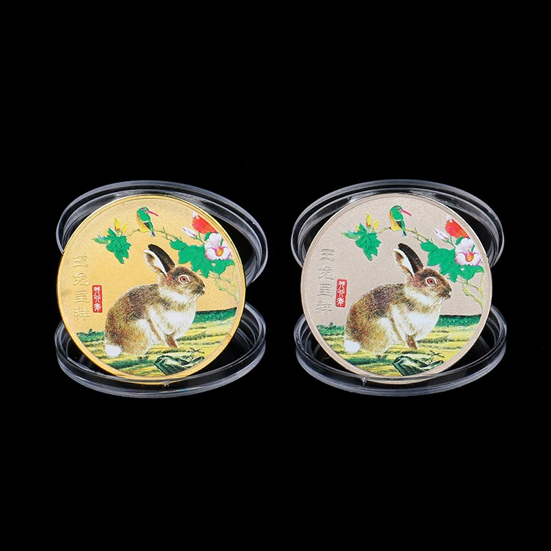 

Памятные монеты в виде кролика со знаками Зодиака 2023, китайские окрашенные медали, сувениры на удачу с животными, удобные предметы для колле...