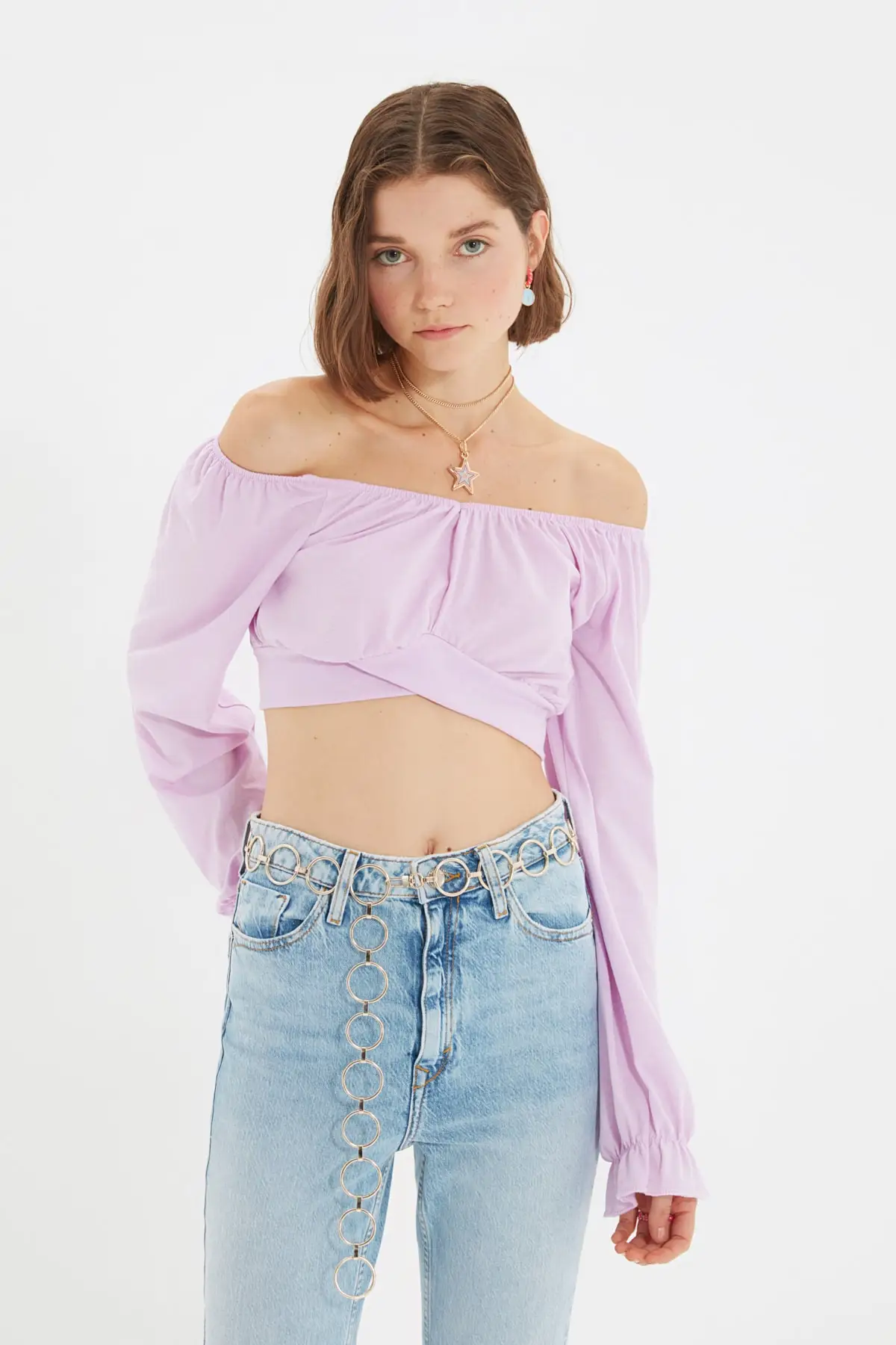 

Trendyol Wraped Waist Detail Crop Knitted Blouse TWOAW22BZ0672