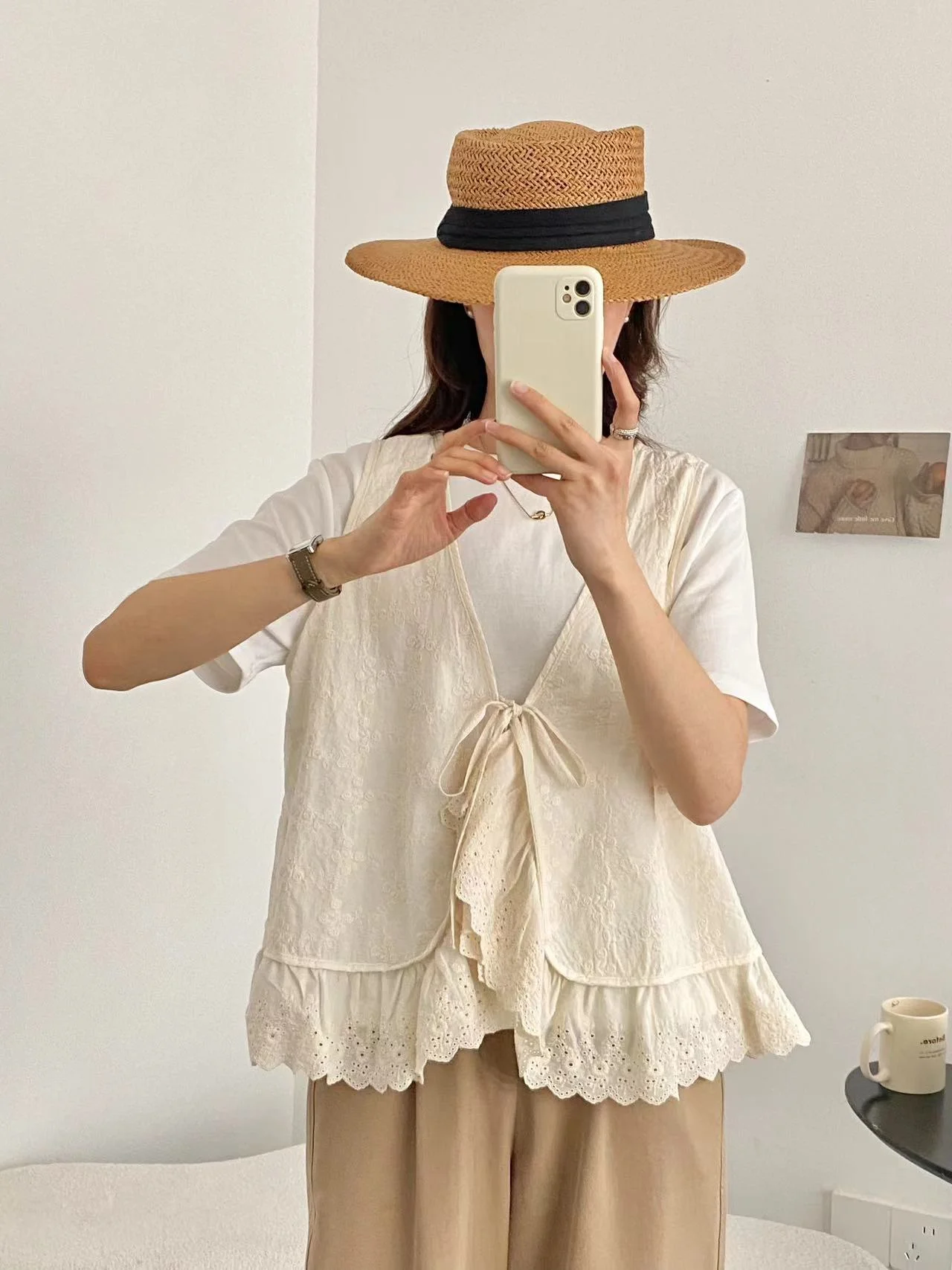 Одежда Mori kei кружевной жилет с вышивкой для женщин Милый Летний кардиган в