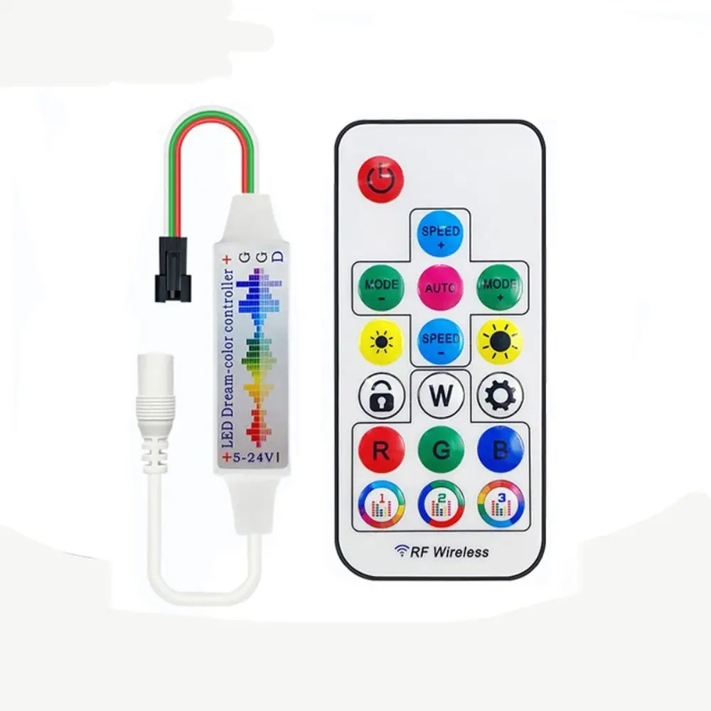 Фото Адресный музыкальный светодиодный контроллер 3-контактный DC5-24V RGB светодиодные ленты DC/USB 17 клавиш для WS2812B WS2811 5050 №2