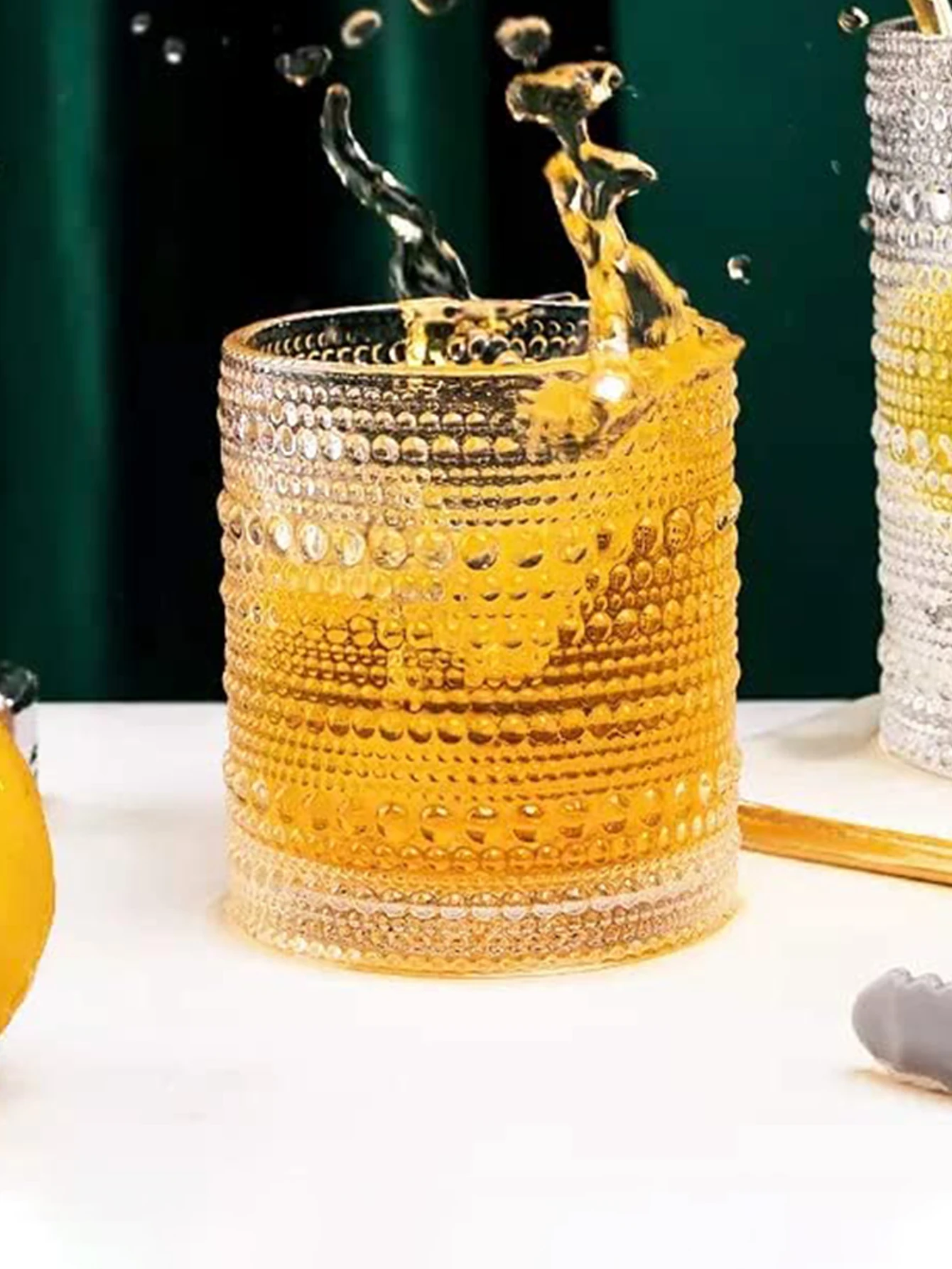 KLP Ins Стеклянный Стакан В Стиле Ретро С Рельефным Узором Высококачественная