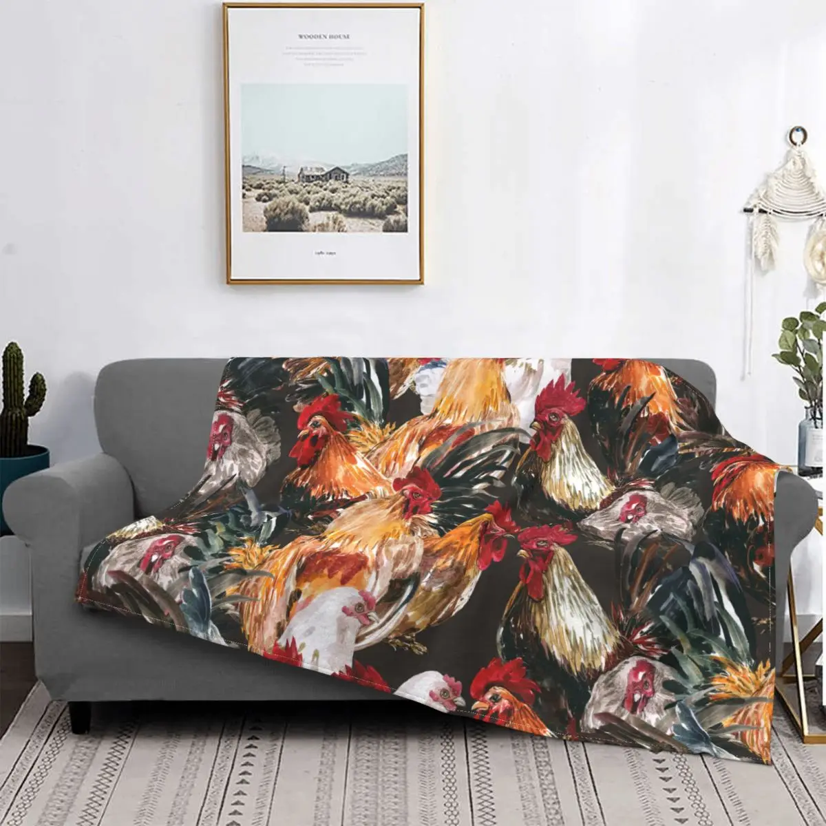 

Chicken Cute Animal Plaid Blanket Coral Fleece Plush Spring/Autumn Multi-function Soft Throw Blanket for Sofa Car Rug Piece