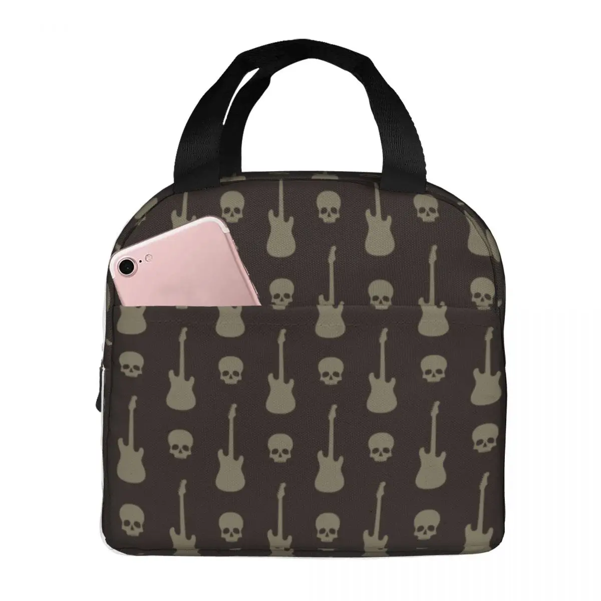 Heavy Metal Skull Lunch Bag Portable Insulated Canvas Cooler Bags Thermal Cold Food Picnic Travel Tote for Women Kids