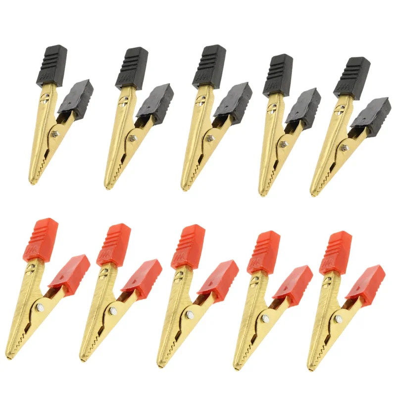 

Золотистый Изолированный зажим типа крокодил, пластиковая ручка, кабель с испытанием, зажим для зарядки, металлический зажим типа крокодил, длина 50 мм