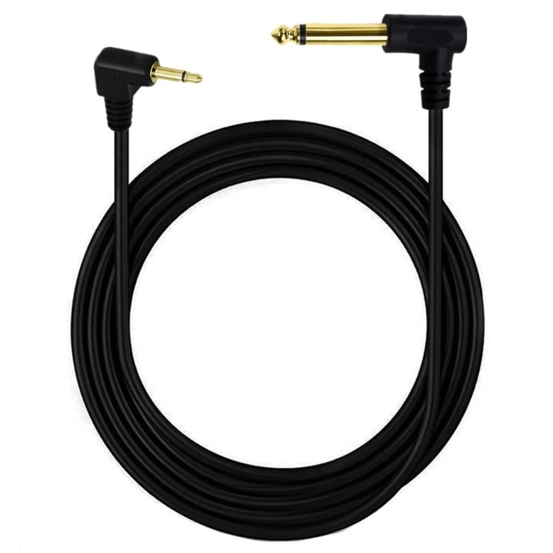 

6ft 6.35mm 1/4" Mono Male to 3.5mm 1/8" TS Mono Male 90 Degree Right Angle Plug Adapter Cable Cord 1.8M