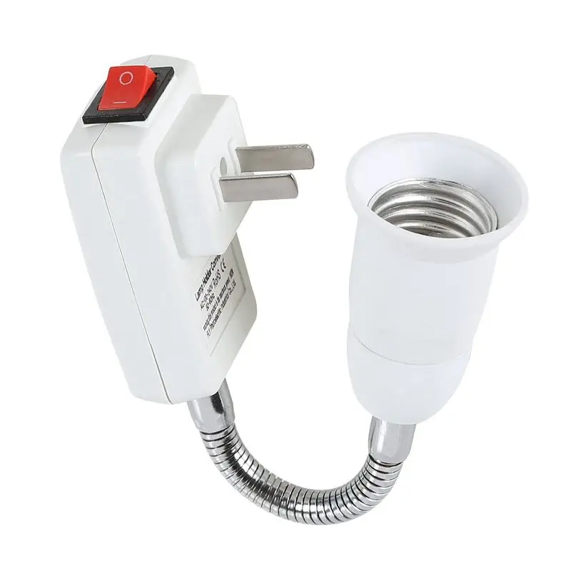 

E27 Socket Adapter With On/Off Switch To US Plug,Flexible Extension Lamp Bulb Holder Converter