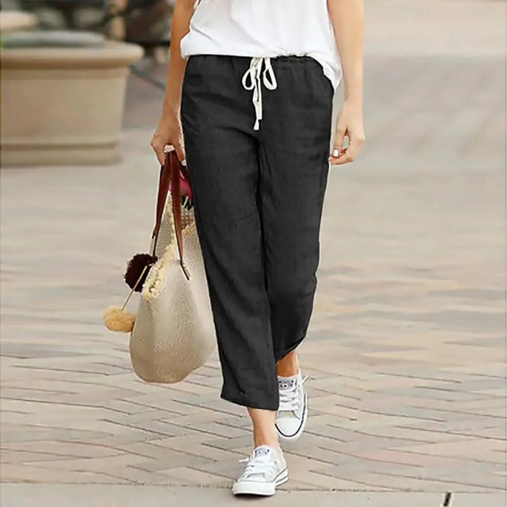 women's ninth pants cropped pants Women Trousers Elastic Waist Women Straight Trousers