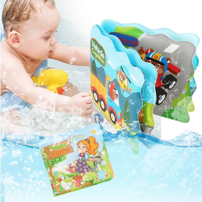 

Soft Baby EVA Cartoon Bath Books with BB Whistle Early Educational Activity Waterproof Pages Baby Book for Toddler Bath Toys