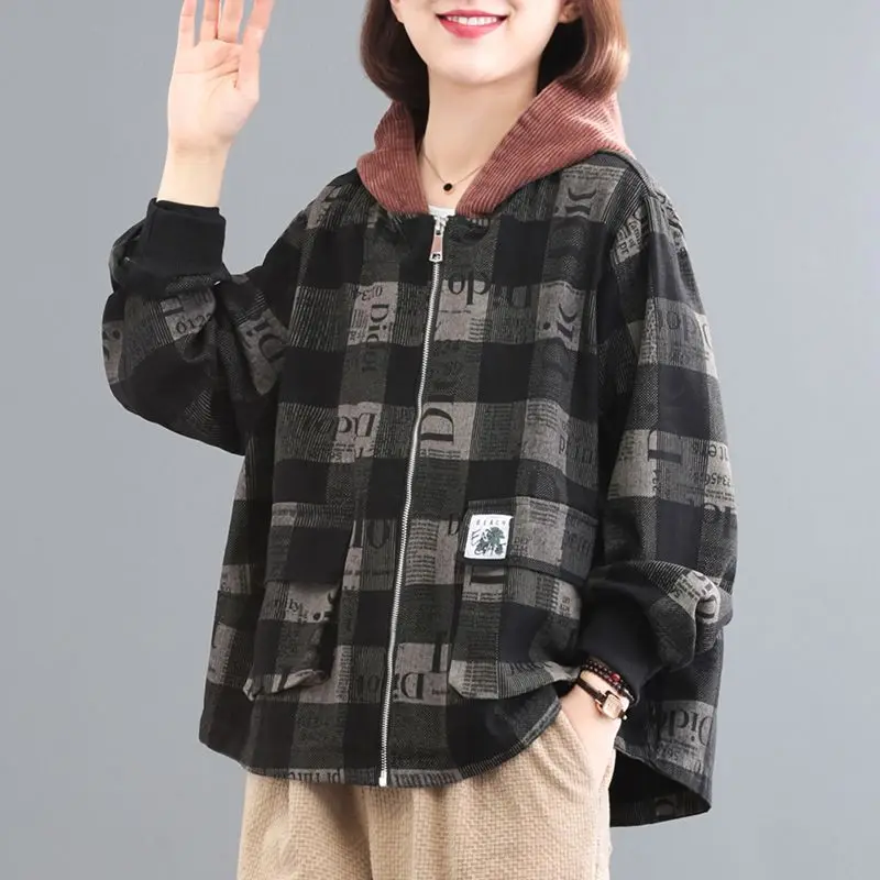 Middle-aged Mothers Short Cotton Coat 2023 Spring And Autumn Women Fashionable Casual Hooded Jacket Coat Warm Jacket T461