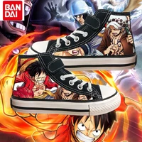 bandai one piece roronoa zoro luffy childrens high top canvas shoes boys wear resistant soft sole comfortable casual sneakers