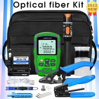 optical fiber cold splicing tool kit set three neck pliers aua mc7 mini optical power meter 10km red light pen cutting knife