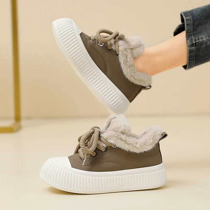 Новинка 2024 высокие женские кроссовки зимняя термоповседневная обувь удобные