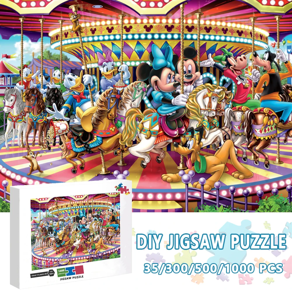 

Disney Cartoon Characters Jigsaw Puzzles 1000 Pieces Puzzles Mickey Mouse Donald Duck Diy Fun Family Game Educational Toy