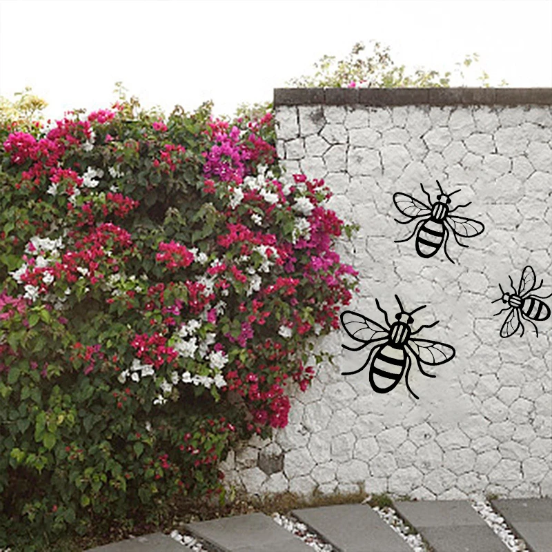 

3Pcs/Set Creative Bee Acrylic Mirror Wall Sticker Countryside Style Outdoor Wall Sculpture Home Garden Decoration Insect Statues
