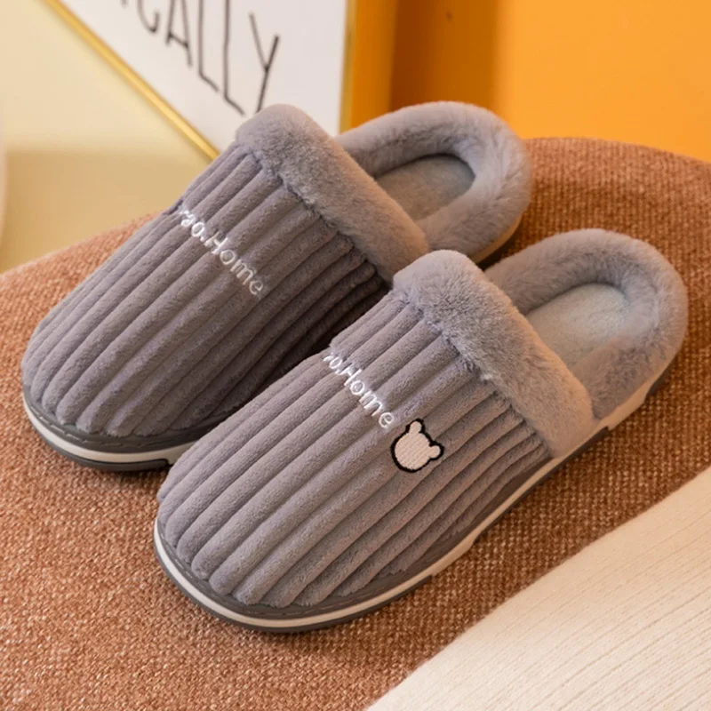 

Men Winter Slippers Indoor Home Shoes 2022 Man Flip Flops Warm Plush Slippers Women Flats Couple Shoe Comfort Male Footwear