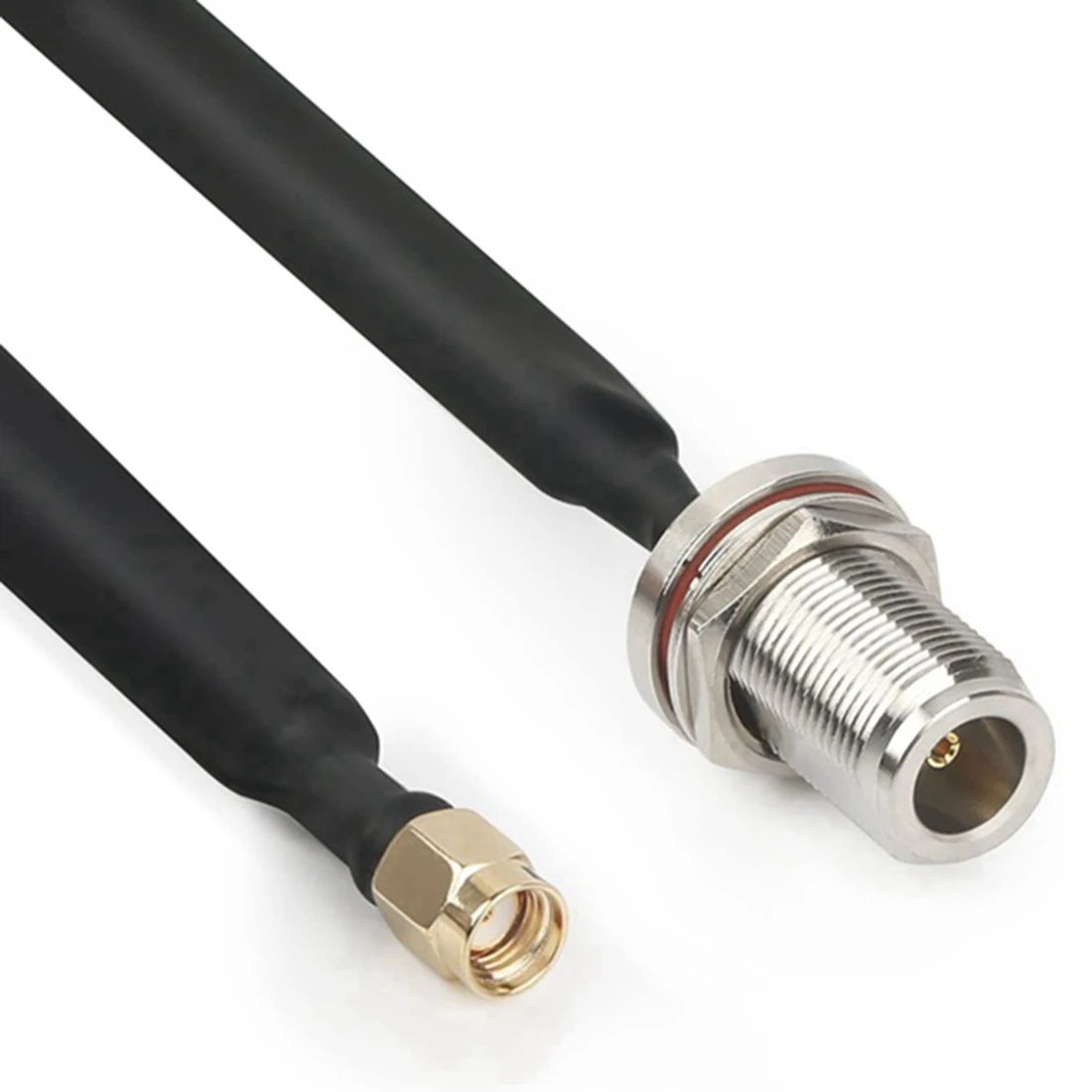 2Pcs Flat Cable N Female to RP-SMA Male Window and Door Feedthrough Extension Coaxial Adapter for LoRa WiFi LoRaWa