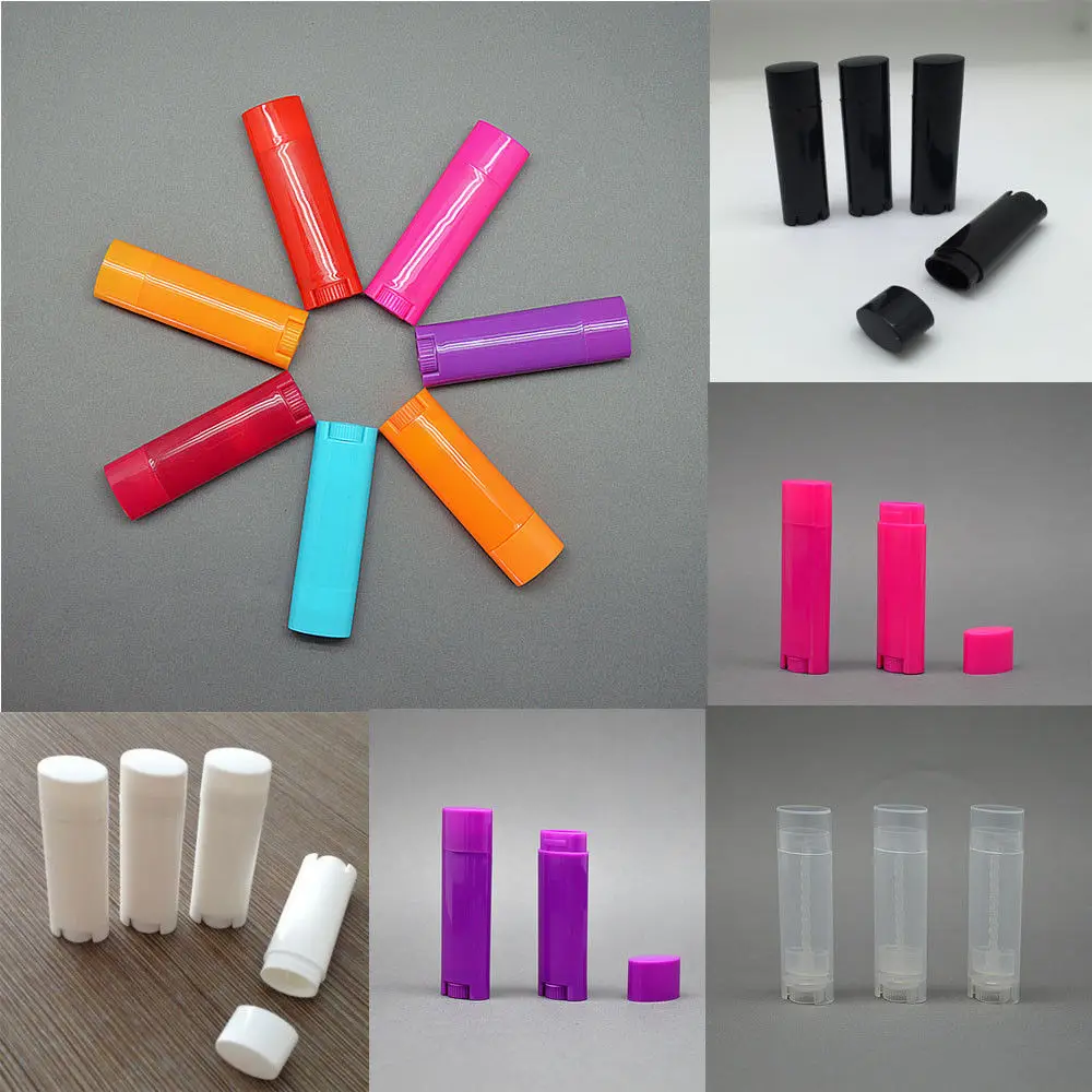 Wholesale 100 Pcs 4.5g / 0.15oz Empty Oval Flat Tubes Lip Balm Tubes Lipstick Containers DIY Cosmetic Tube Bottle multi colour