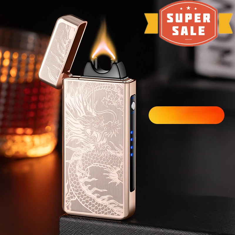 Фото Золотая очень большая зажигалка Ciga с USB-зарядкой, плазменная Зажигалка для сигар, электронная зажигалка №1
