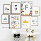 Алмазная 5d картина сделай сам, Набор для вышивки крестиком в скандинавском стиле, с алфавитом и названием самолета, пожарной машинки, вышивка крестиком в скандинавском стиле, домашний декор