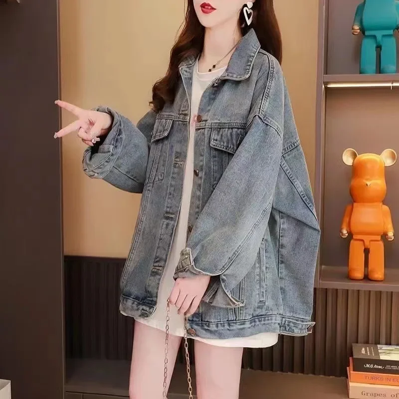 Стильная джинсовая куртка для женщин новинка осени 2023 свободный крой