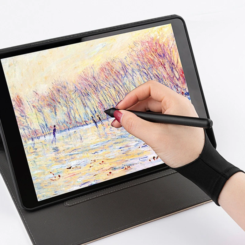 

Планшет ручной росписи перчатки для покраски, планшет для рисования, доска для рисования, цифровой экран, защита от пота, перчатки для рисования с двумя пальцами