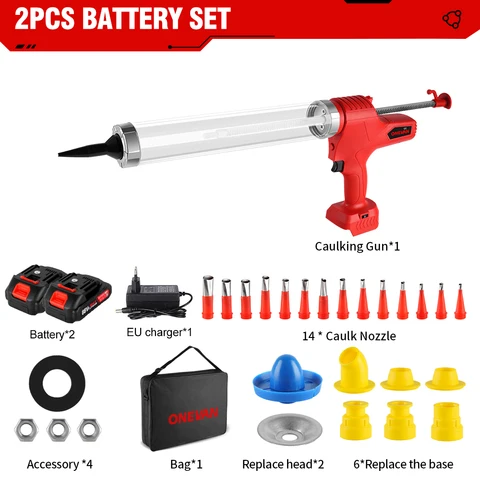 ONEVAN 10000N Electric Caulking Gun 6 Speed Glass Glue Guns Pressure Glue Sewing Seams Sealant Glue Gun For Makita 18v Battery