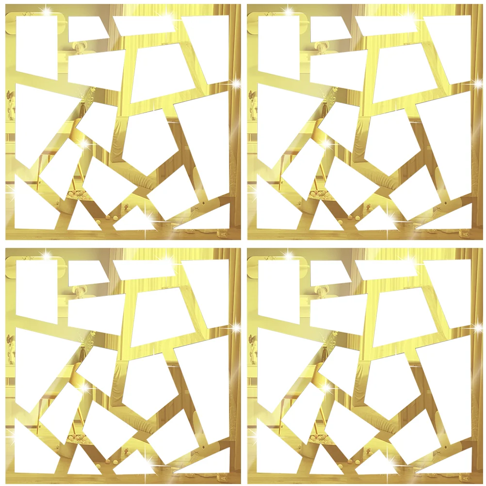 

4pcs Mirror DIY Square Decals Self-adhesive Stickers for Bathroom