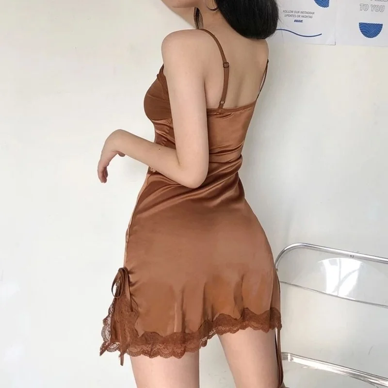 Шелковая ночная рубашка QWEEK Женская атласная летняя Сказочная платья 2021 | одежда