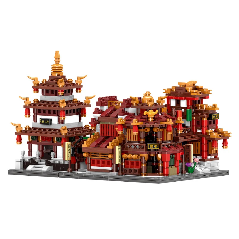 

Mini China Town Ancient Chinese Architecture Model Building Blocks Kids Toys Fit Lepining Bricks Gift New year home decoration