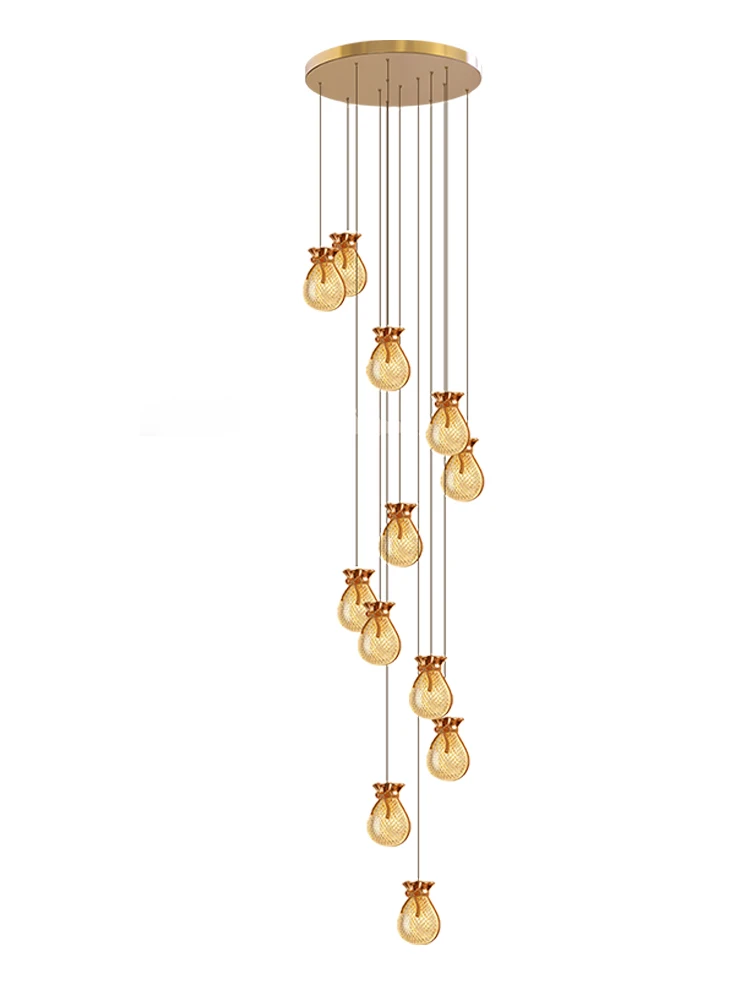 Modern Ceiling Chandeliers 2023 Lighting Suspension Design Led Light Fixture Fortune Bag Shaped Loft Chandelier for Indoor Stair images - 6