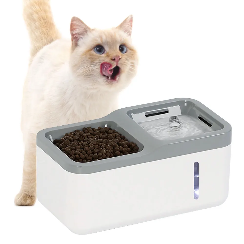 

Automatic Sensor Pet Cat Water Dispenser Drinker 1.5L with Food Bowls, Smart Drinking Fountain for Your Cats & Dogs''.