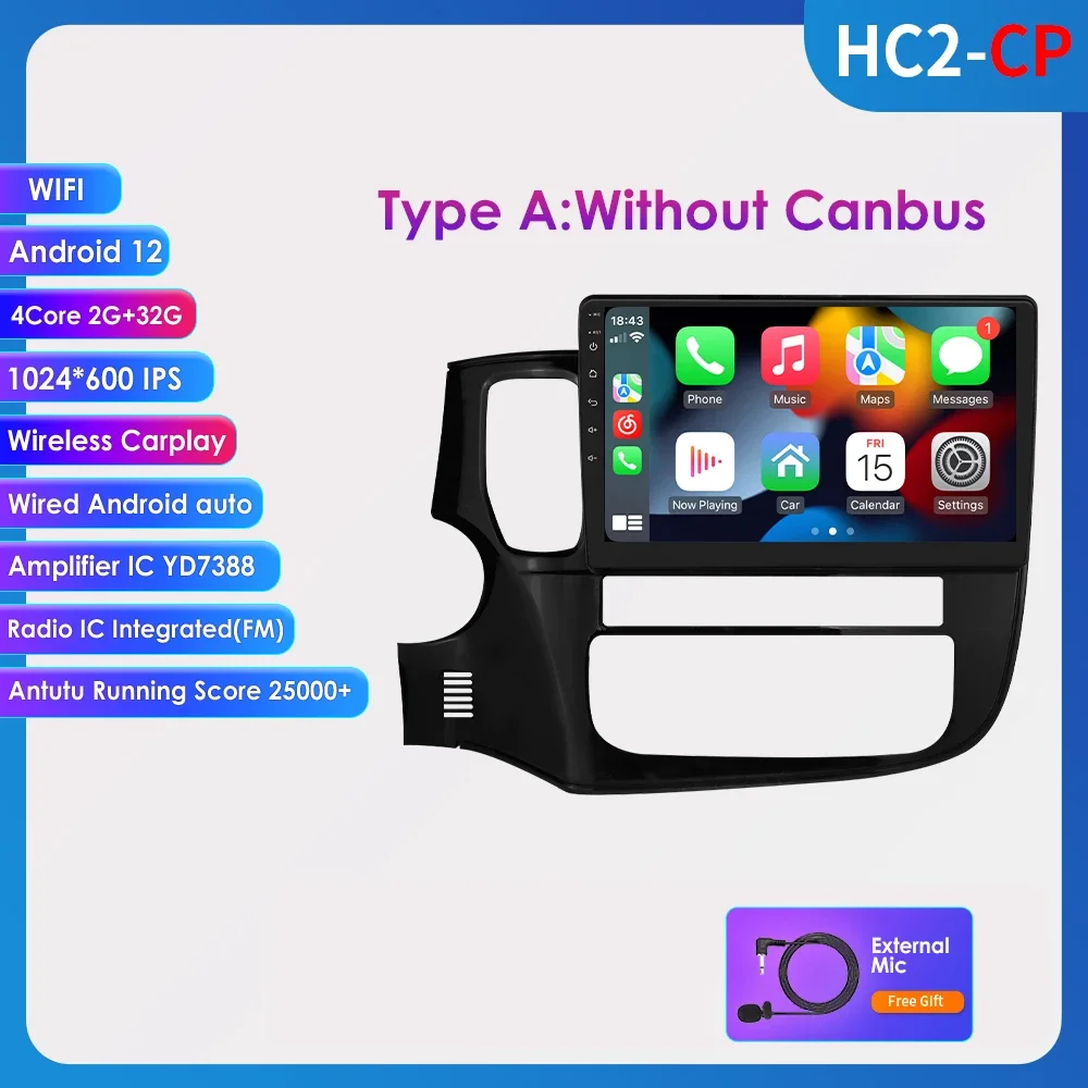 

6115 Android 12 авторадио dsp Carplay для Mitsubishi Outlander 3 GF0W GG0W 2012-2018 мультимедийный видеоплеер GPS стерео 2din 4G